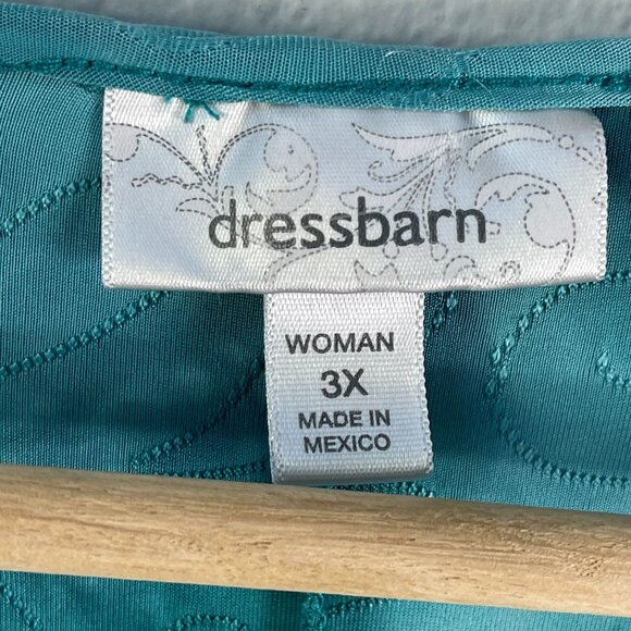 Dressbarn Woman Plus 3X Green Batwing Sleeve Top Beaded Floral Design Shirt - Picture 3 of 10